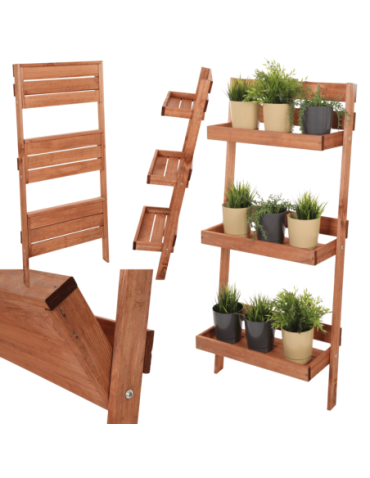Wielopoziomowe kwietniki - Drewniany kwietnik opierany o ścianę stojak regał na rośliny 115x37cm EKO - product 16