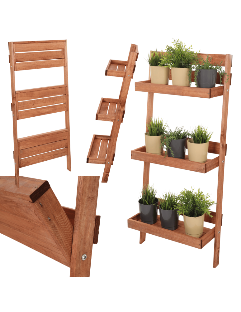Wielopoziomowe kwietniki - Drewniany kwietnik opierany o ścianę stojak regał na rośliny 115x37cm EKO - product b2b.wamar.biz 16