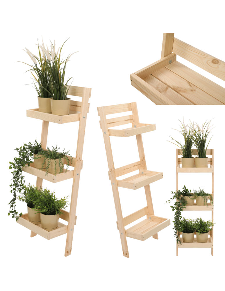 Wielopoziomowe kwietniki - Drewniany kwietnik opierany o ścianę stojak regał na rośliny 115x37cm EKO - product b2b.wamar.biz 20
