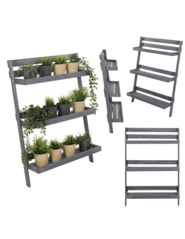 Wielopoziomowe kwietniki - Drewniany kwietnik opierany o ścianę stojak regał na rośliny 115x77cm EKO - product 31