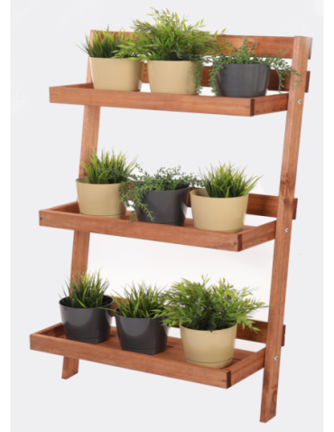 Wielopoziomowe kwietniki - Drewniana drabinka opierana o ścianę stojak regał na rośliny 115x77cm EKO - product 32