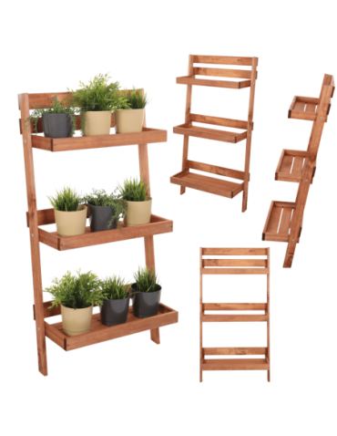 Wielopoziomowe kwietniki - Drewniany kwietnik opierany o ścianę stojak regał na rośliny 115x57cm EKO - product 31