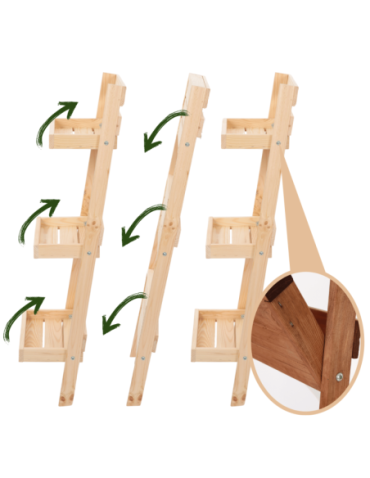 Wielopoziomowe kwietniki - Kwietnik drewniany opierany o ścianę stojak regał na rośliny 115x57cm EKO - product 40