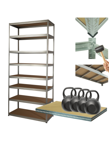 Regał metalowy ocynkowany HELIOS 270x100x40cm 8Px400kg .:.