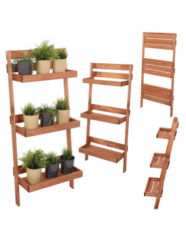 Wielopoziomowe kwietniki - Drewniany kwietnik opierany o ścianę stojak regał na rośliny 115x37cm EKO - product 31