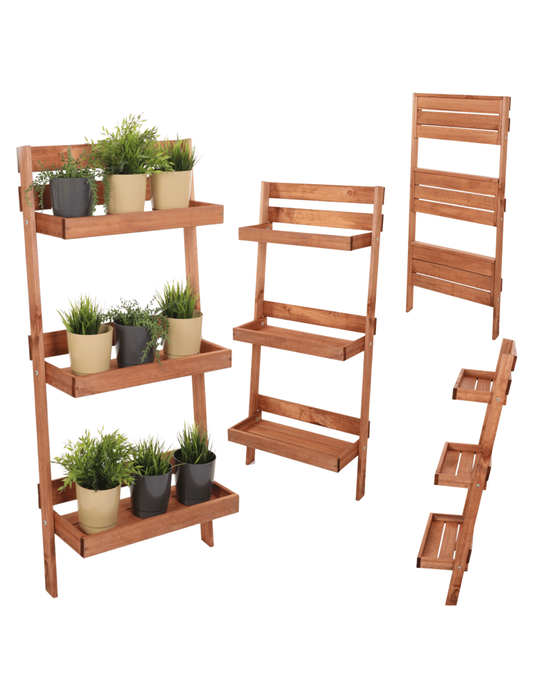Wielopoziomowe kwietniki - Drewniany kwietnik opierany o ścianę stojak regał na rośliny 115x37cm EKO - product b2b.wamar.biz 31