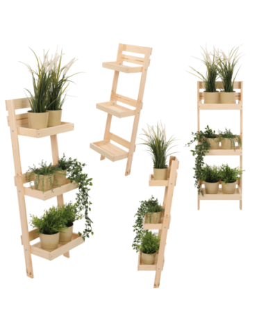 Wielopoziomowe kwietniki - Drewniany kwietnik opierany o ścianę stojak regał na rośliny 115x37cm EKO - product 35