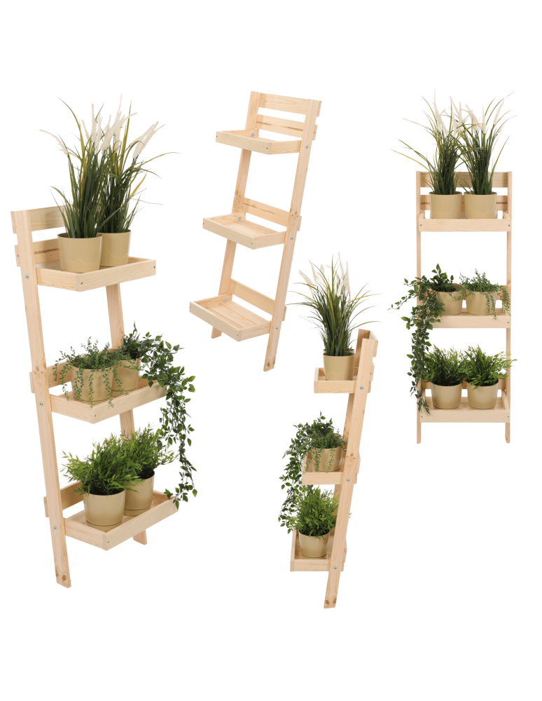 Wielopoziomowe kwietniki - Drewniany kwietnik opierany o ścianę stojak regał na rośliny 115x37cm EKO - product b2b.wamar.biz 35