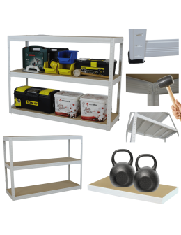 Regał metalowy biały HELIOS 90x180x50cm 3Px275kg