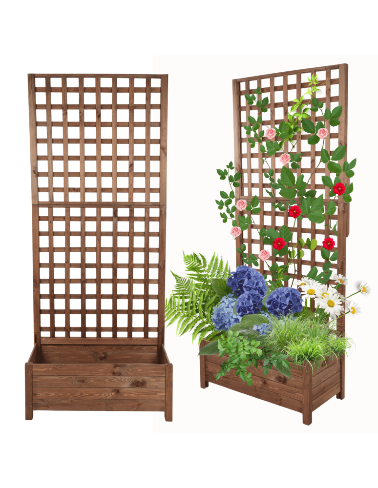 Duże donice ogrodowe- pergole - Pergola drewniana wysoka doniczka skrzynka na kwiaty 190x80x40 na nogach - product b2b.wamar.biz 1