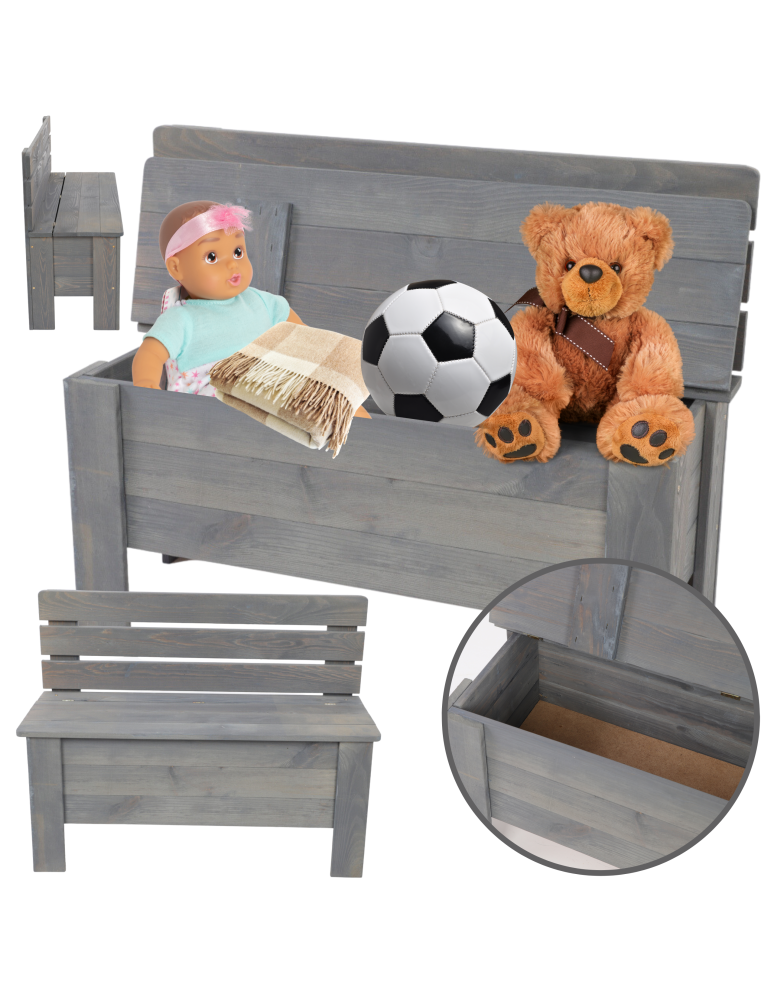 Stoły i ławki - Ławka drewniana ze skrzynią B12L 54x71x29 Szara - product b2b.wamar.biz 1