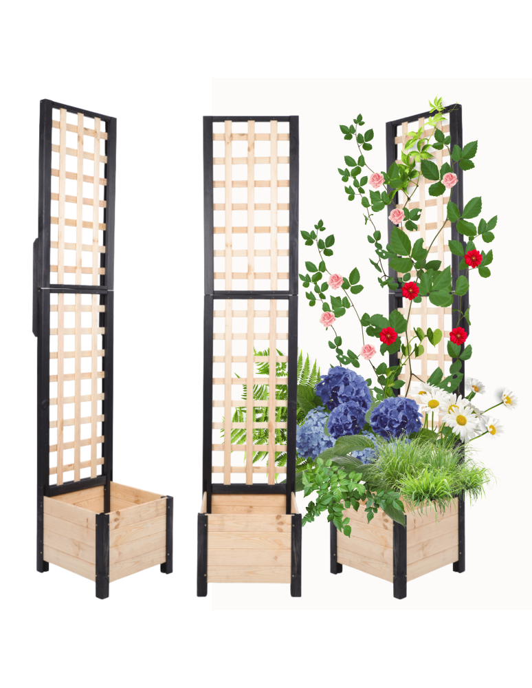 Duże donice ogrodowe- pergole - Pergola drewniana wysoka doniczka skrzynka na kwiaty 190x40x40 na nogach - product b2b.wamar.biz 1