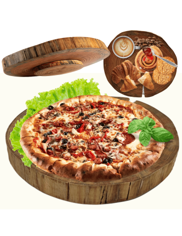 Drewniana taca obrotowa deska MODRZEW plaster 20-25 cm na przekąski ser EKO
