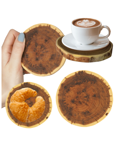 Podkładki podstawki pod filiżanki na stół drewniane AKACJA 9-12cm 2 szt ECO