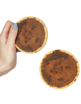 Podkładki podstawki pod filiżanki na stół drewniane AKACJA 9-12cm 2 szt ECO - product 2