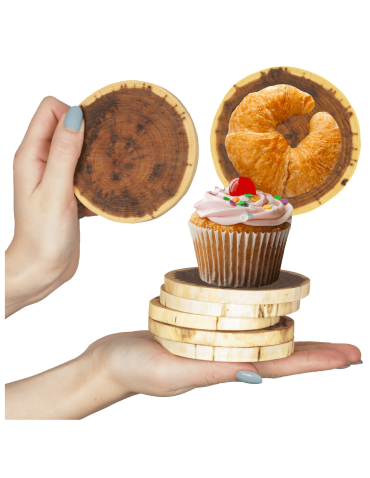 Podkładki podstawki pod filiżanki na stół drewniane AKACJA 9-12cm 6 szt ECO