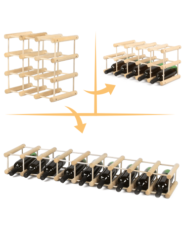 Stojak na butelki wino regał na 9 butelek SOSNA MODUŁOWY LITE EKO DREWNO