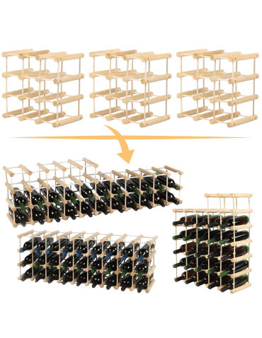 Stojak na butelki wino regał na 27 butelek SOSNA MODUŁOWY LITE EKO DREWNO