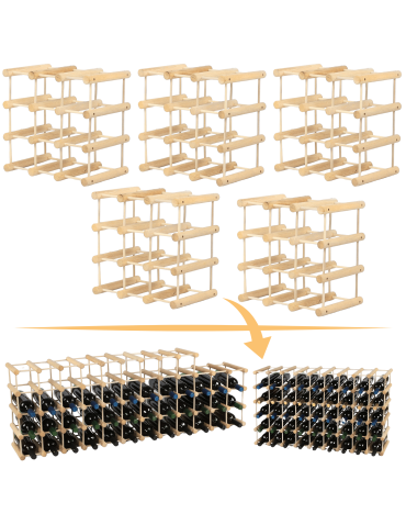 Stojak na butelki wino regał na 45 butelek SOSNA MODUŁOWY LITE EKO DREWNO