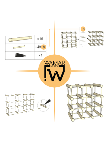 Modułowe regały na butelki RW7 - Stojak na butelki wino regał na 45 butelek SOSNA MODUŁOWY LITE EKO DREWNO - product 10