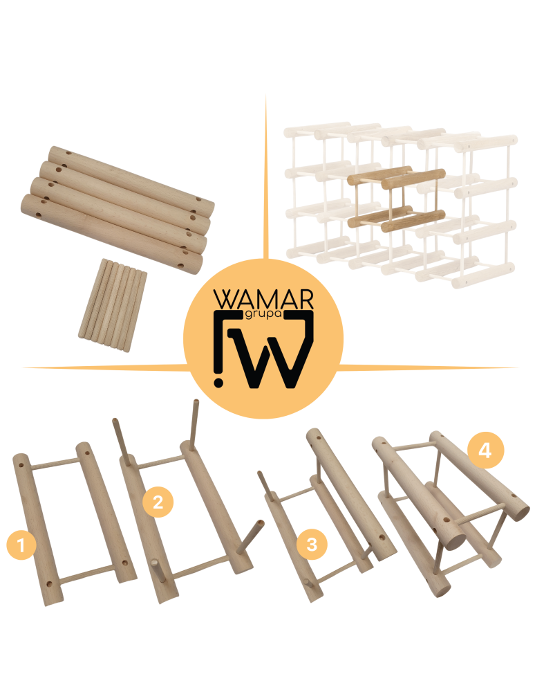Modułowe regały na butelki RW7 - Stojak na wino butelki regał na 18 butelek SOSNA MODUŁOWY LITE EKO DREWNO - product b2b.wamar.biz 8