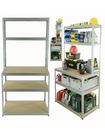 Stół warsztatowy regał metalowy roboczy 196x100x60 cm 5 półek 275kg HDF