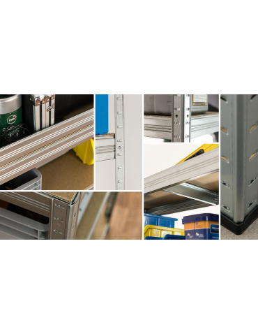 Metalowe stoły do warsztatu - Stół warsztatowy regał metalowy roboczy 196x100x60 cm 5 półek 275kg HDF - product 7