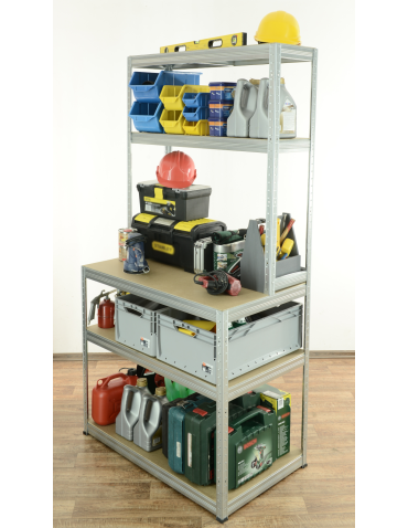 Metalowe stoły do warsztatu - Metalowy regał warsztatowy 196x110x60 cm regulowane półki roboczy 275kg - product 3