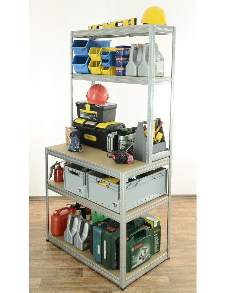 Metalowe stoły do warsztatu - Metalowy regał warsztatowy 196x110x60 cm regulowane półki roboczy 275kg - product b2b.wamar.biz 3