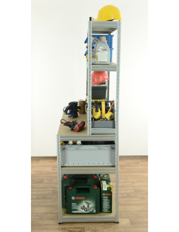 Metalowe stoły do warsztatu - Metalowy regał warsztatowy 196x110x60 cm regulowane półki roboczy 275kg - product 5