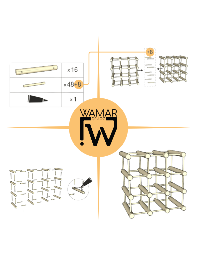 Modułowe regały na butelki RW7 - Stojak na wino butelki regał na 18 butelek SOSNA MODUŁOWY LITE EKO DREWNO - product b2b.wamar.biz 10