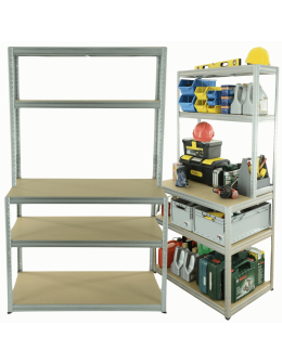 Stół roboczy regał metalowy warsztatowy196x150x60 cm metal HDF półki 275 kg