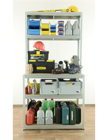 Metalowe stoły do warsztatu - Regał metalowy warsztatowy stół roboczy 196x180x60 cm 5 półek ocynk HDF - product 4