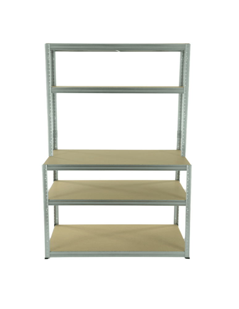 Metalowe stoły do warsztatu - Regał metalowy warsztatowy stół roboczy 196x180x60 cm 5 półek ocynk HDF - product b2b.wamar.biz 6
