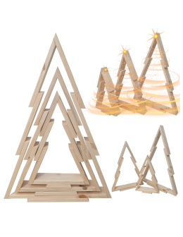 Zestaw 3 choinek CHOINKI DREWNIANE KOMPLET 45-77cm ZMONTOWANE EKO CHOINKA