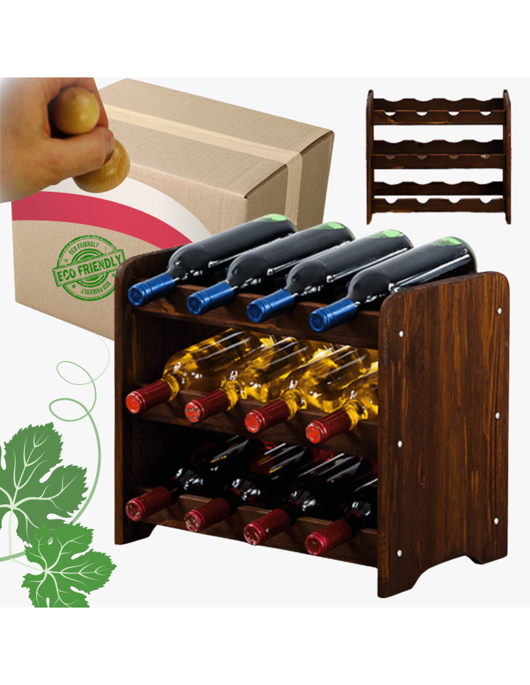 Regały do wina RW31 - Stojak na wino butelki napoje regał na wino butelki szafka na alkohol 12but - product b2b.wamar.biz 1