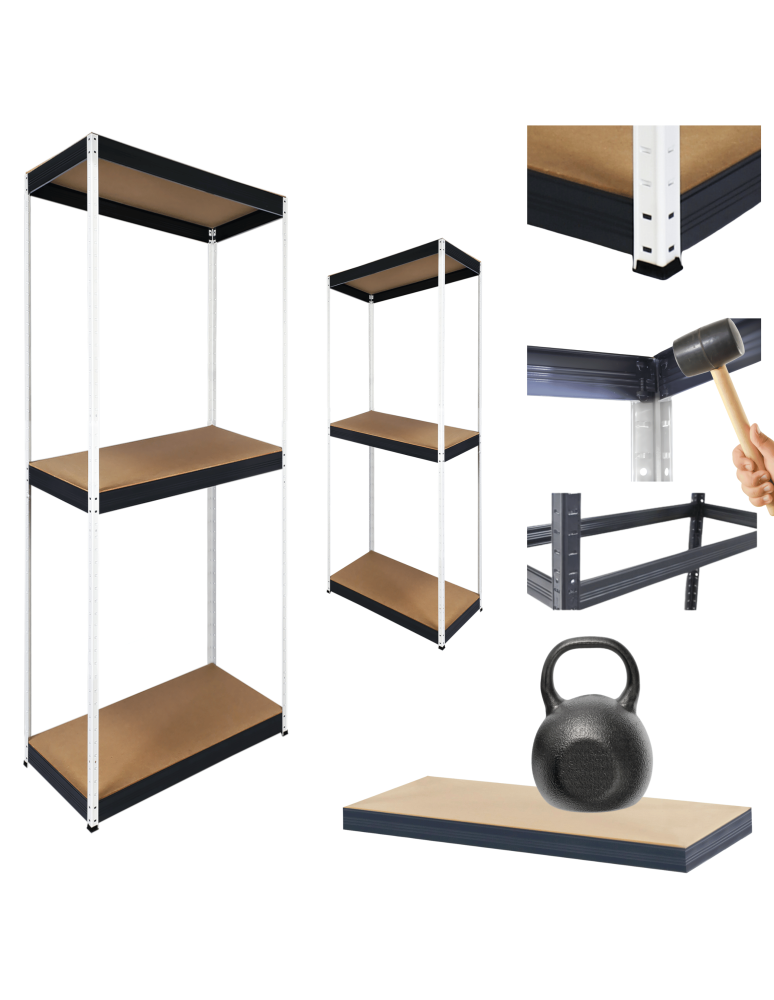 Regały Magazynowe - Regał metalowy magazynowy warsztatowy stojak HELIOS 90x60x60cm 3Px175kg - product b2b.wamar.biz 1