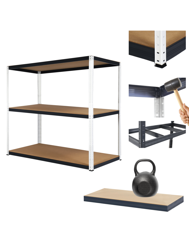 Regały Magazynowe - Regał metalowy magazynowy warsztatowy stojak HELIOS 90x150x50cm 3Px175kg - product b2b.wamar.biz 1