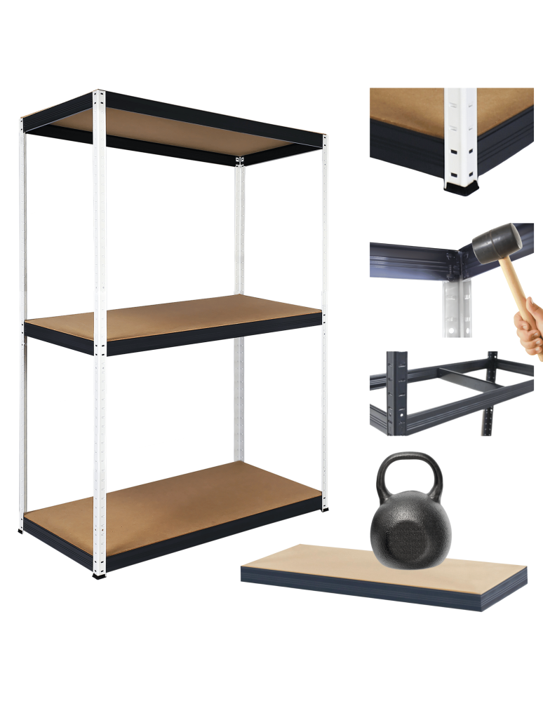 Regały Magazynowe - Regał magazynowy garażowy metalowy stojak HELIOS 106x100x40cm 3Px175kg - product b2b.wamar.biz 1
