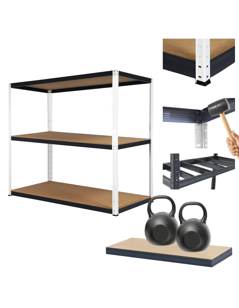 Regały Magazynowe - Regał magazynowy garażowy metalowy stojak HELIOS 106x180x30cm 3Px275kg - product b2b.wamar.biz 1