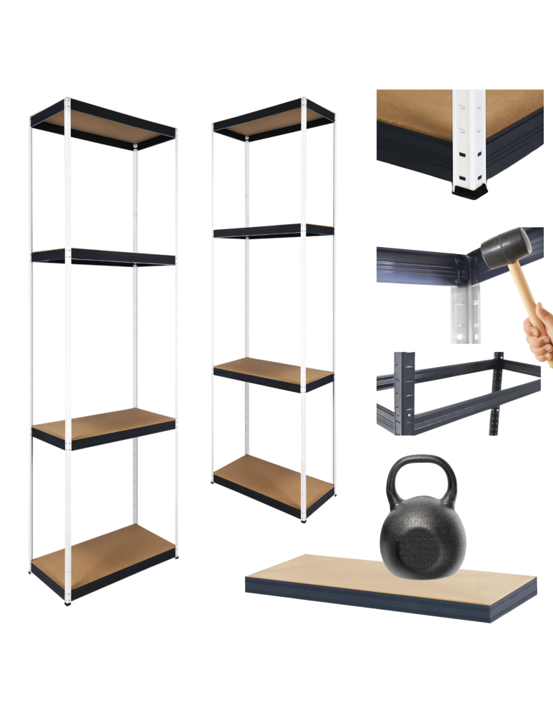 Regały Magazynowe - Regał metalowy magazynowy garażowy stojak HELIOS 180x45x45cm 4Px175kg - product b2b.wamar.biz 1