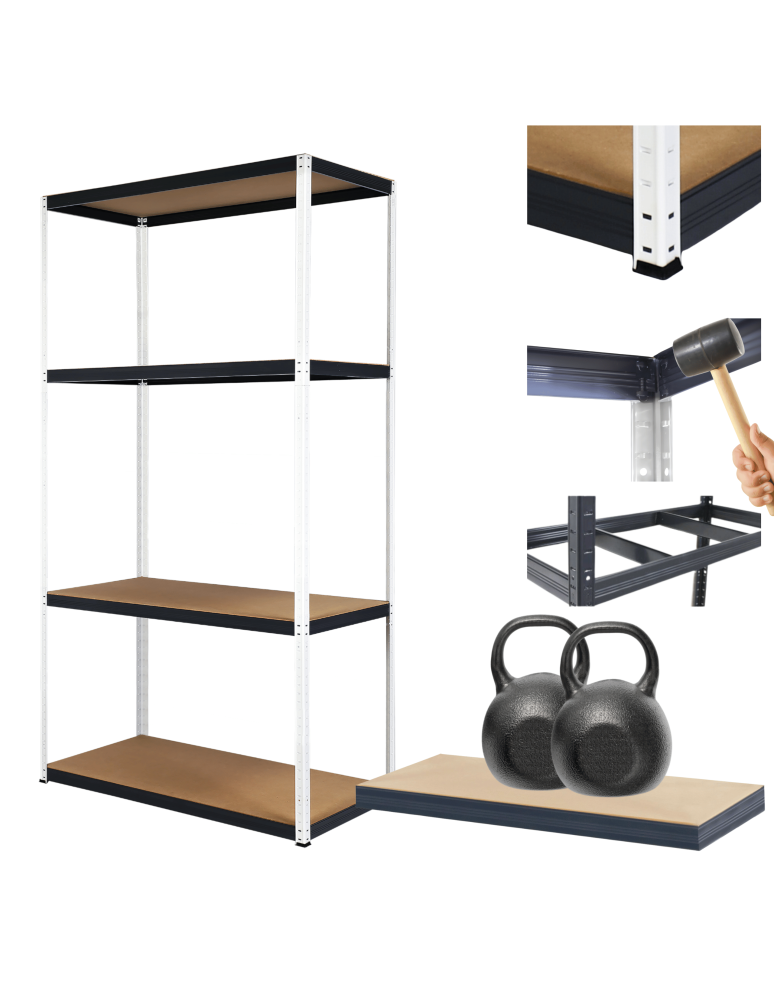 Regały Magazynowe - Regał metalowy magazynowy garażowy stojak HELIOS 180x90x40cm 4Px275kg - product b2b.wamar.biz 1