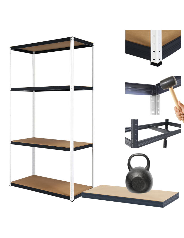 Regały Magazynowe - Regał metalowy magazynowy garażowy stojak HELIOS 180x90x45cm 4Px175kg - product b2b.wamar.biz 1
