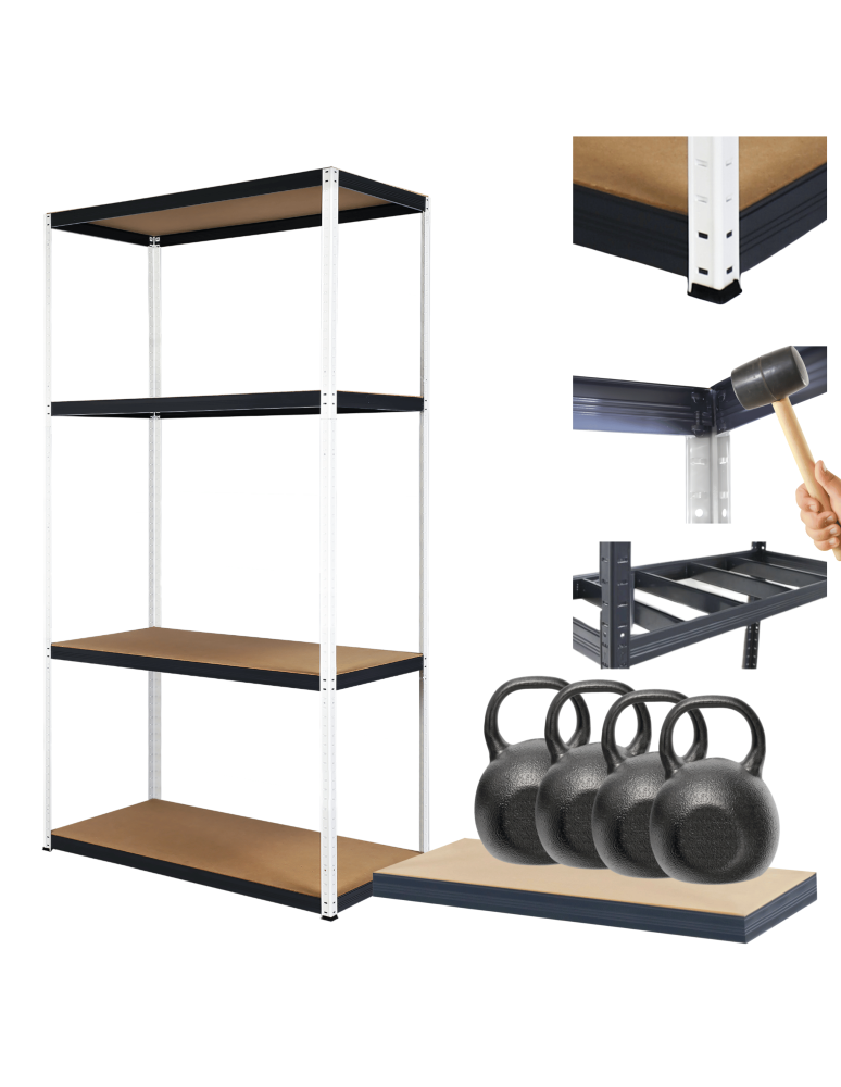 Regały Magazynowe - Regał metalowy magazynowy garażowy stojak HELIOS 180x110x40cm 4Px400kg - product b2b.wamar.biz 1