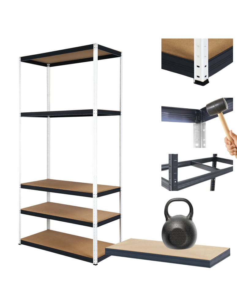 Regały Magazynowe - Regał metalowy magazynowy stojak HELIOS 180x110x45cm 5Px175kg TRWAŁY - product b2b.wamar.biz 1