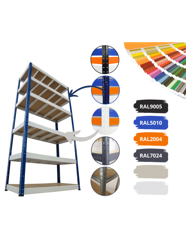 Regały Magazynowe - Regał metalowy magazynowy stojak HELIOS 180x110x60cm 5Px350kg TRWAŁY - product b2b.wamar.biz 3