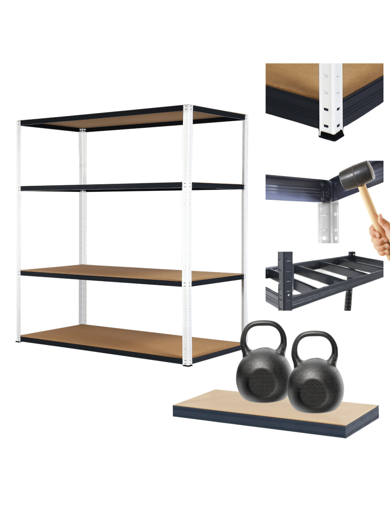 Regały Magazynowe - Regał metalowy magazynowy garażowy stojak HELIOS 180x180x35cm 4Px275kg - product b2b.wamar.biz 1