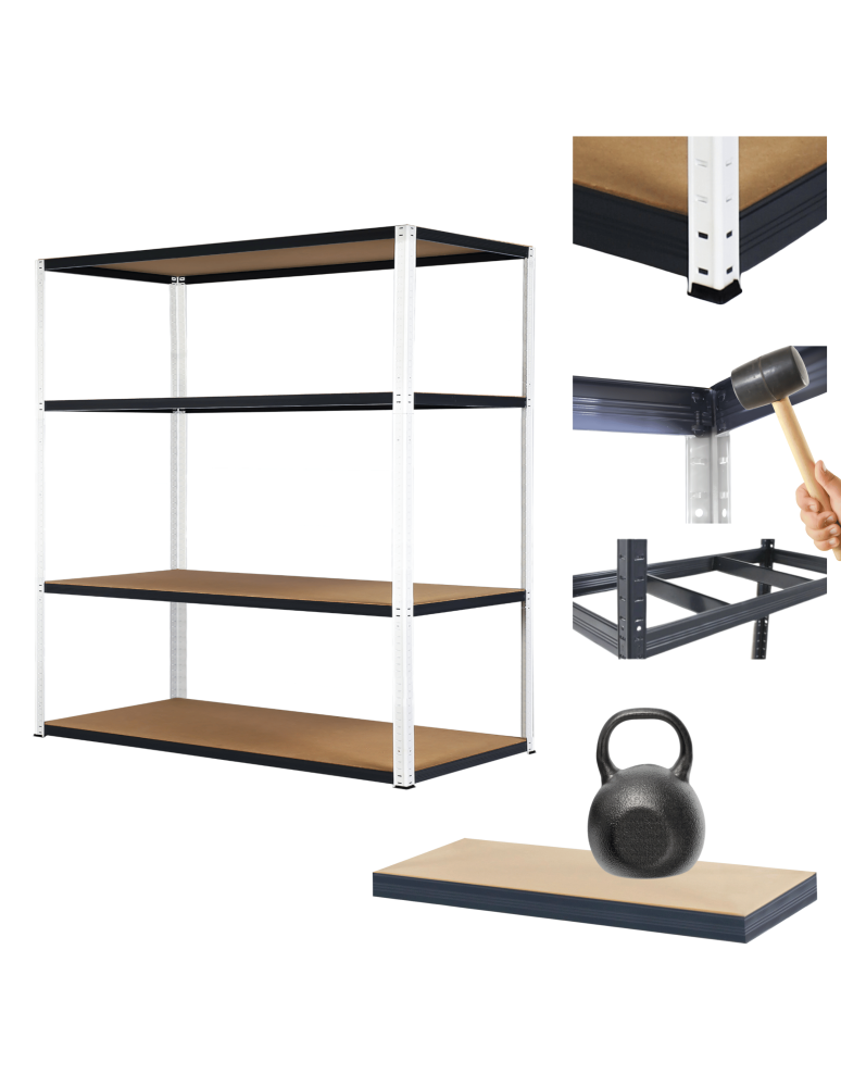 Regały Magazynowe - Regał metalowy magazynowy garażowy stojak HELIOS 180x180x45cm 4Px175kg - product b2b.wamar.biz 1