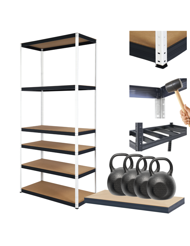 Regały Magazynowe - Regał metalowy magazynowy stojak HELIOS 196x90x30cm 6Px400kg MOCNY POLSKI - product b2b.wamar.biz 1