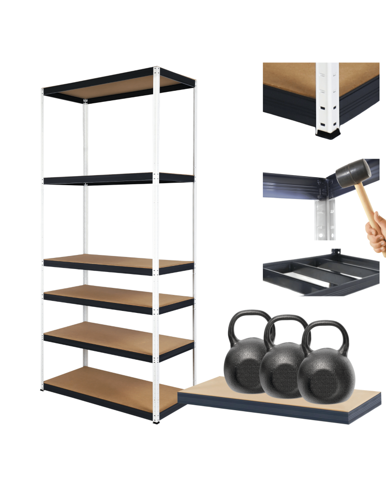 Regały Magazynowe - Regał metalowy magazynowy stojak HELIOS 196x90x40cm 6Px350kg MOCNY POLSKI - product b2b.wamar.biz 1